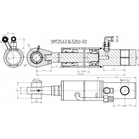 SIŁOWNIK HYDRAULICZNY SKOK 520 CHWYTAK BEL